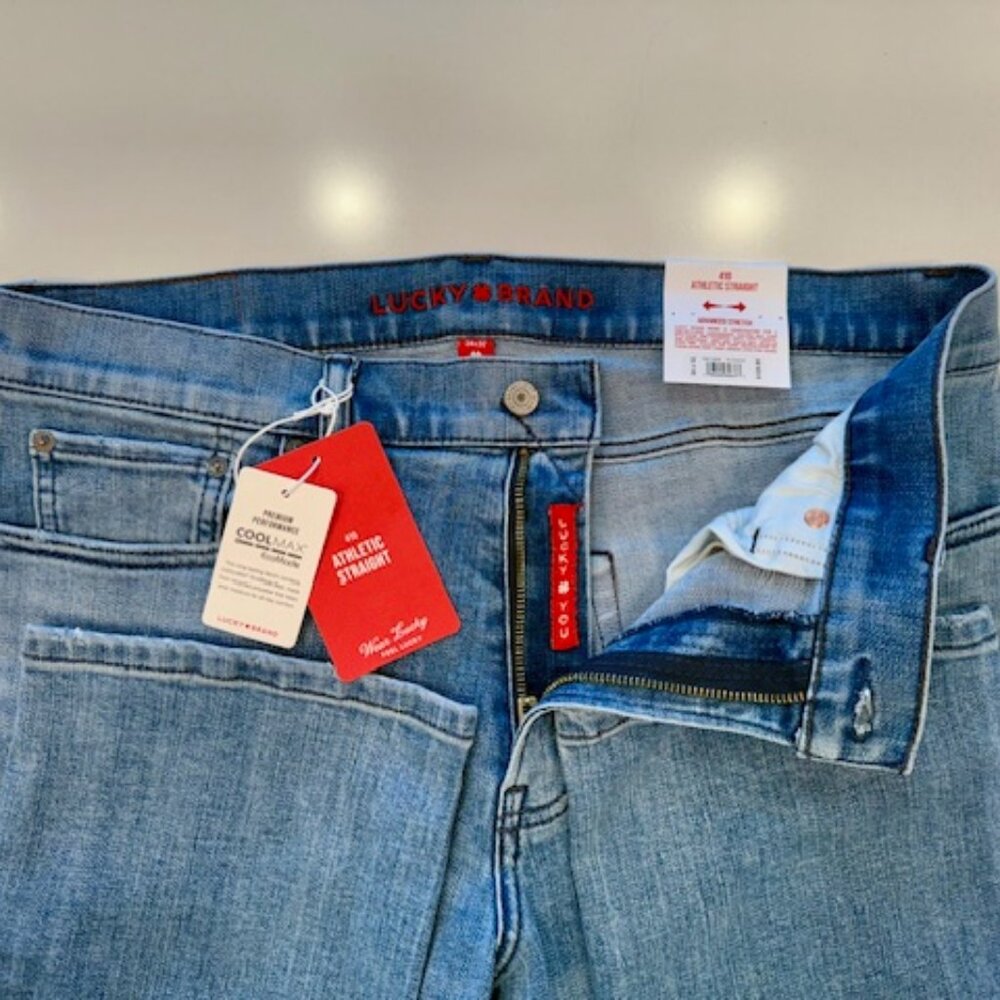 Lucky Brand 410 Athletic Straight Advanced Stretch Coolmax Jeans NEW